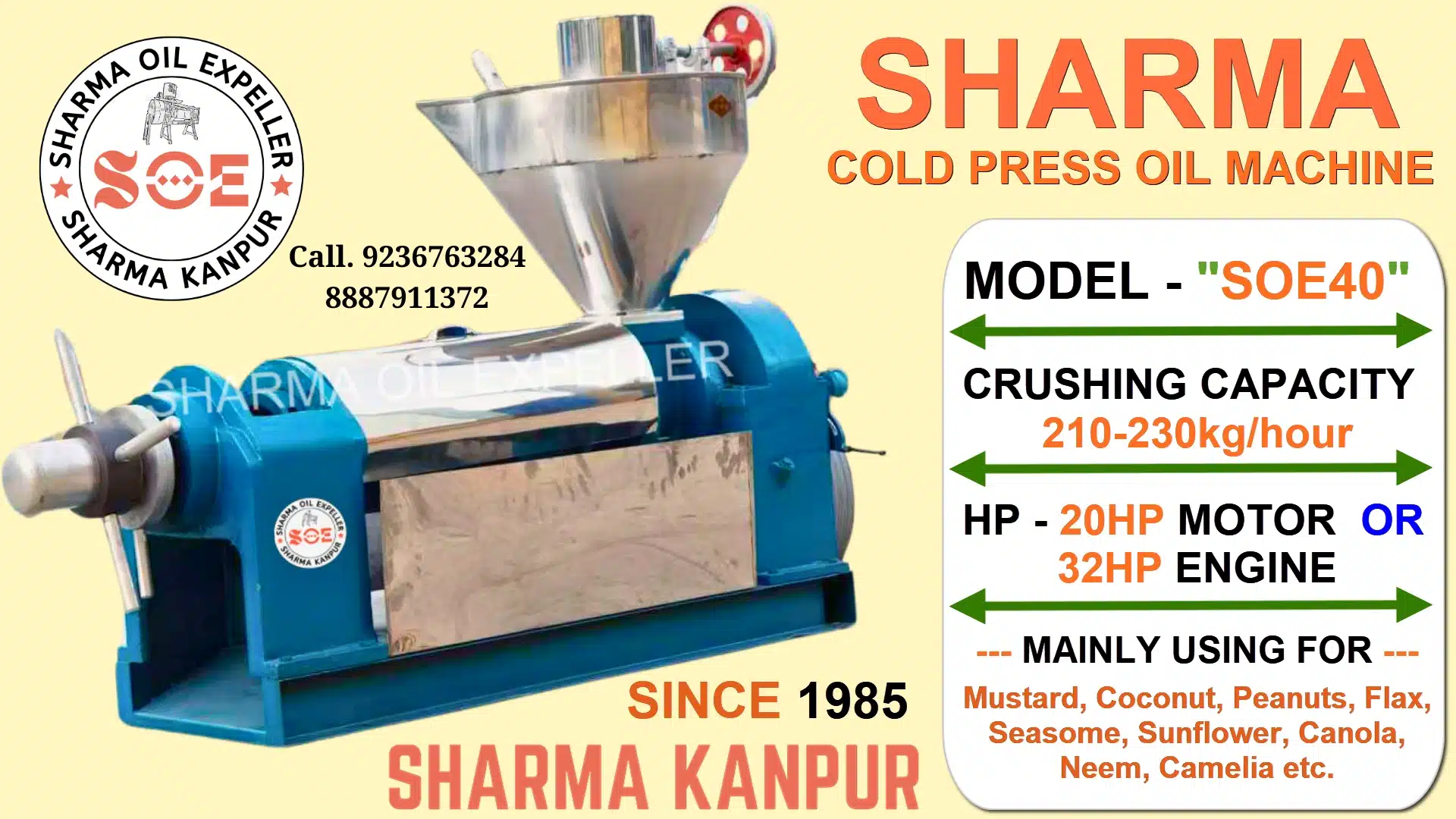 Cold Press Oil Machine - Sharma Oil Expeller (SOE-40) SOE40 3